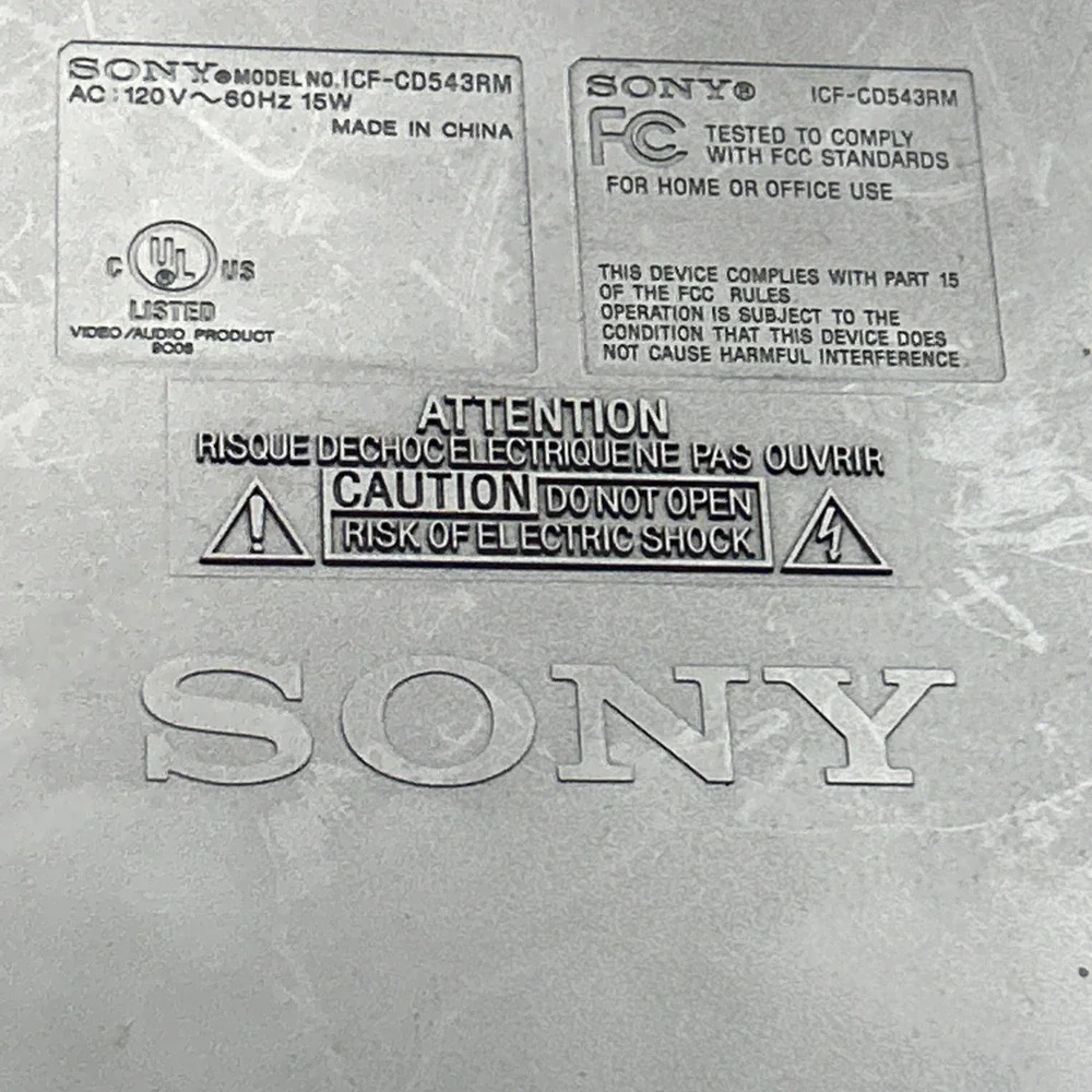 SONY ICF-CD543RM Kitchen Under Cabinet Radio CD Mega Bass No Remote No Hardware